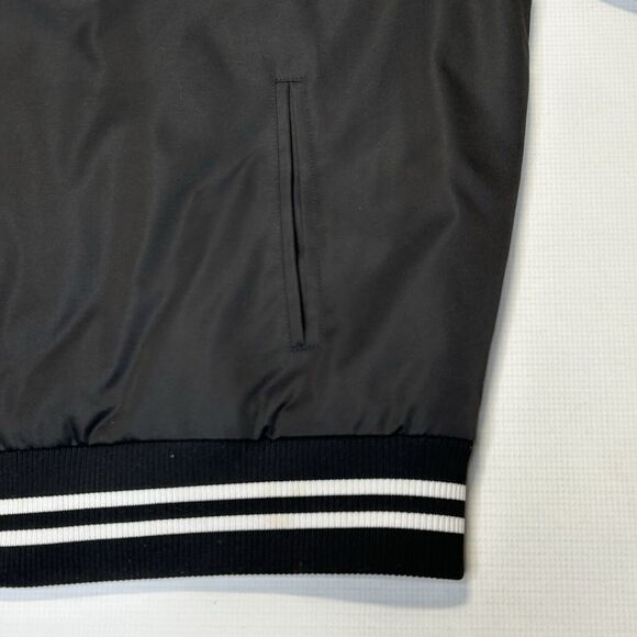 True Religion Jacket Mens 2XL Button Snap Satin Bomber Black Horseshoe Logo - Picture 11 of 16